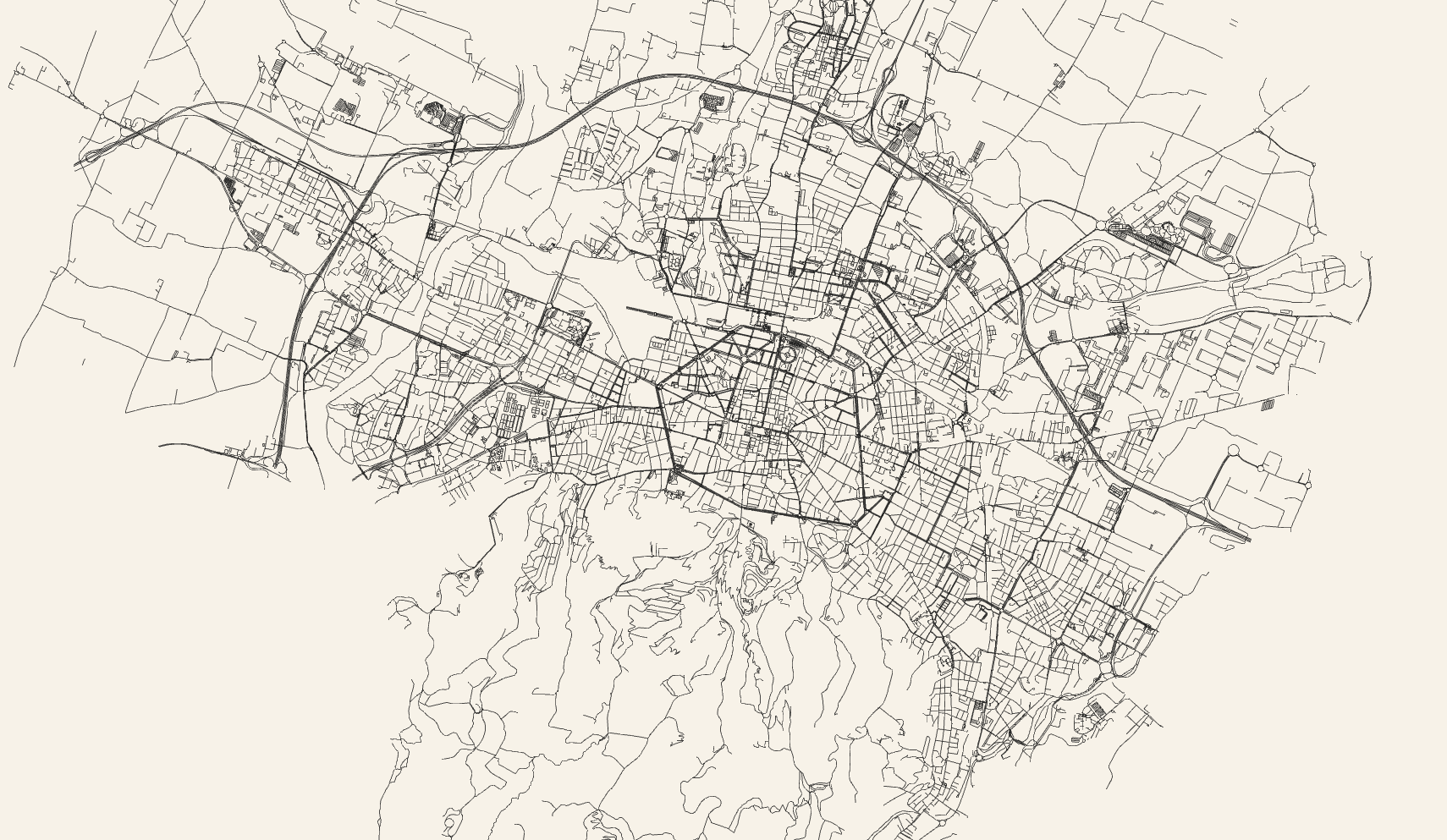 bologna open street map roads in svg