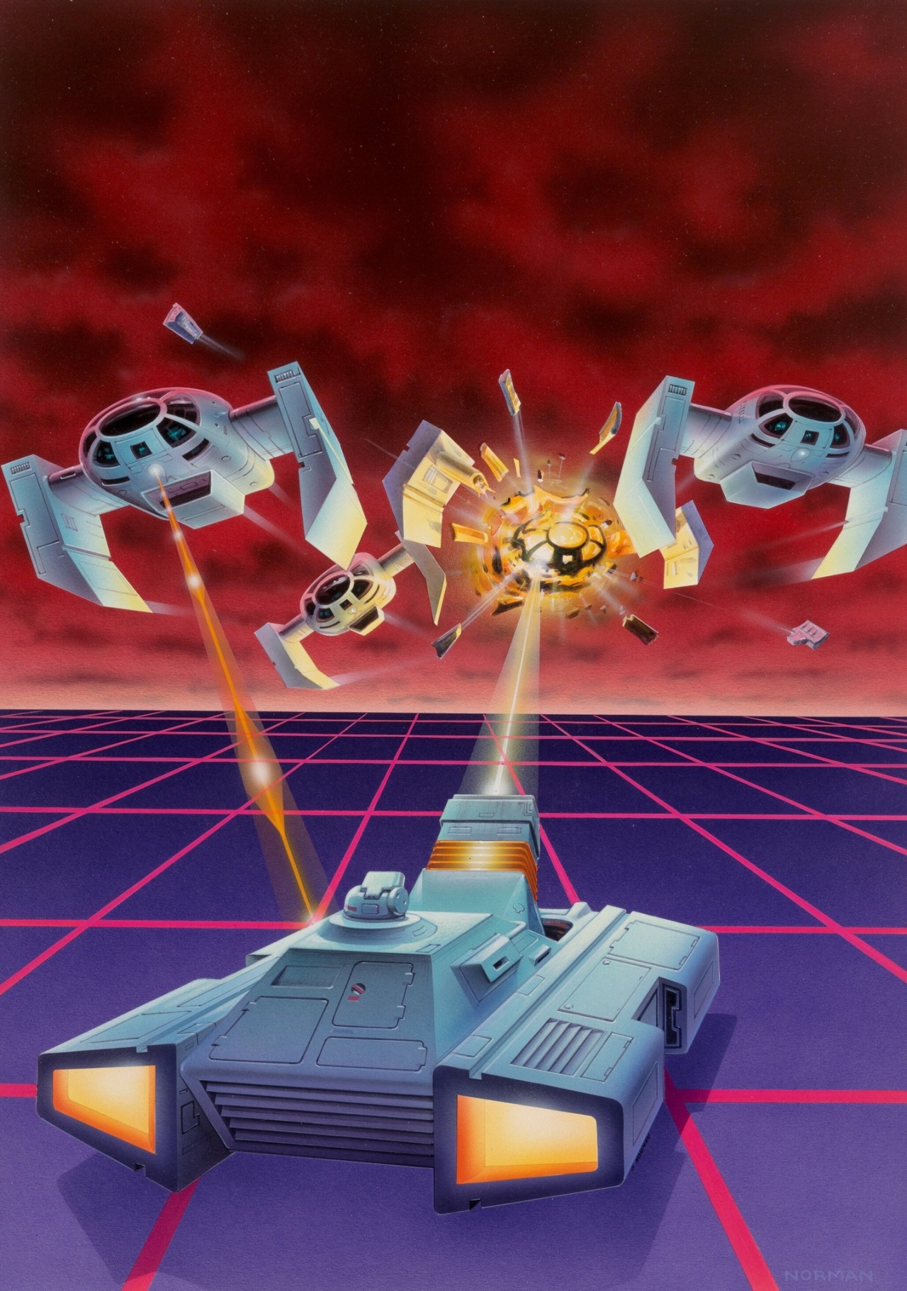 Gary Norman - Sky Attack video game cover art (Tomy, 1983)
